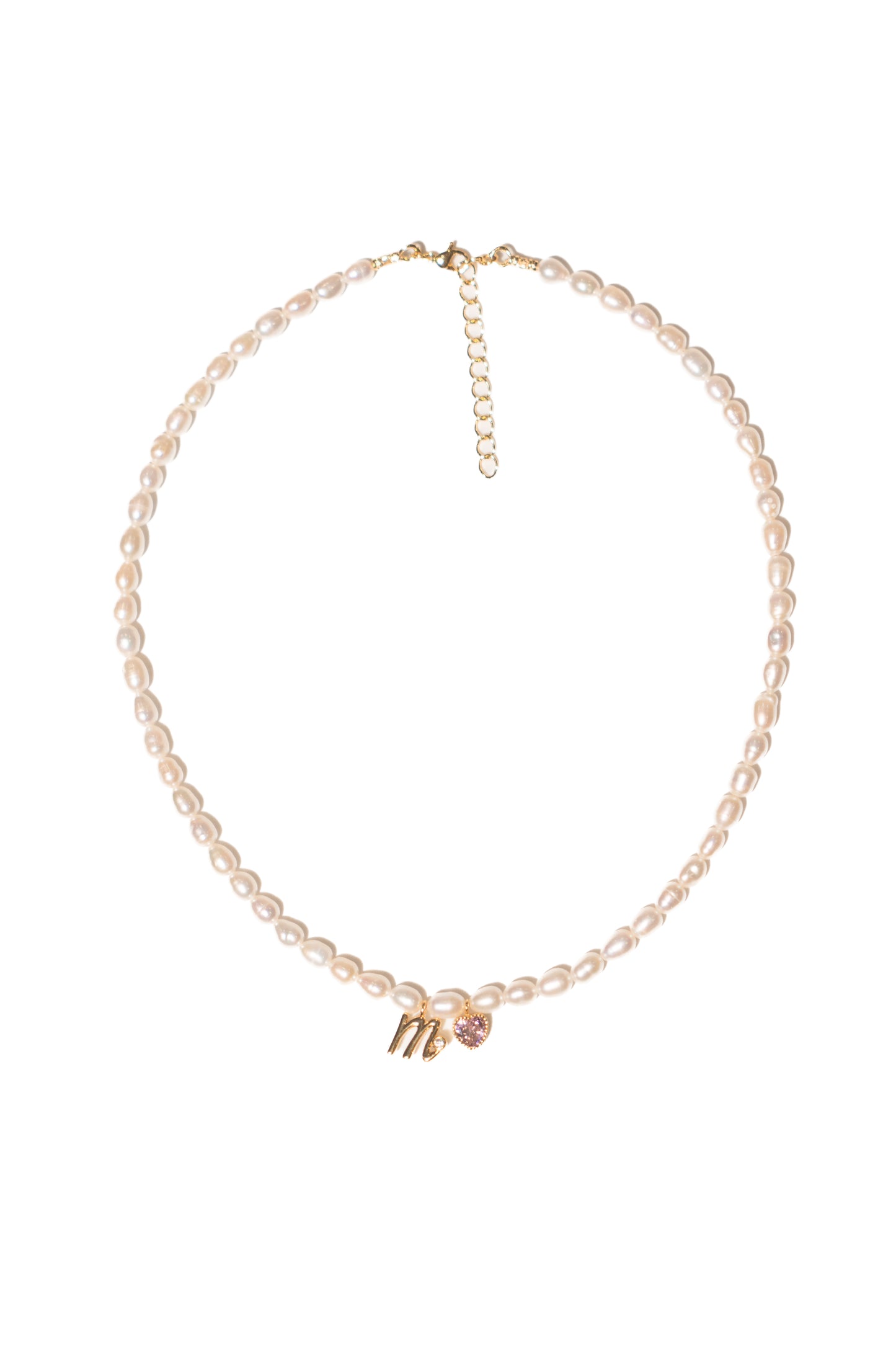 Mini Pearl Initial Necklace in Gold