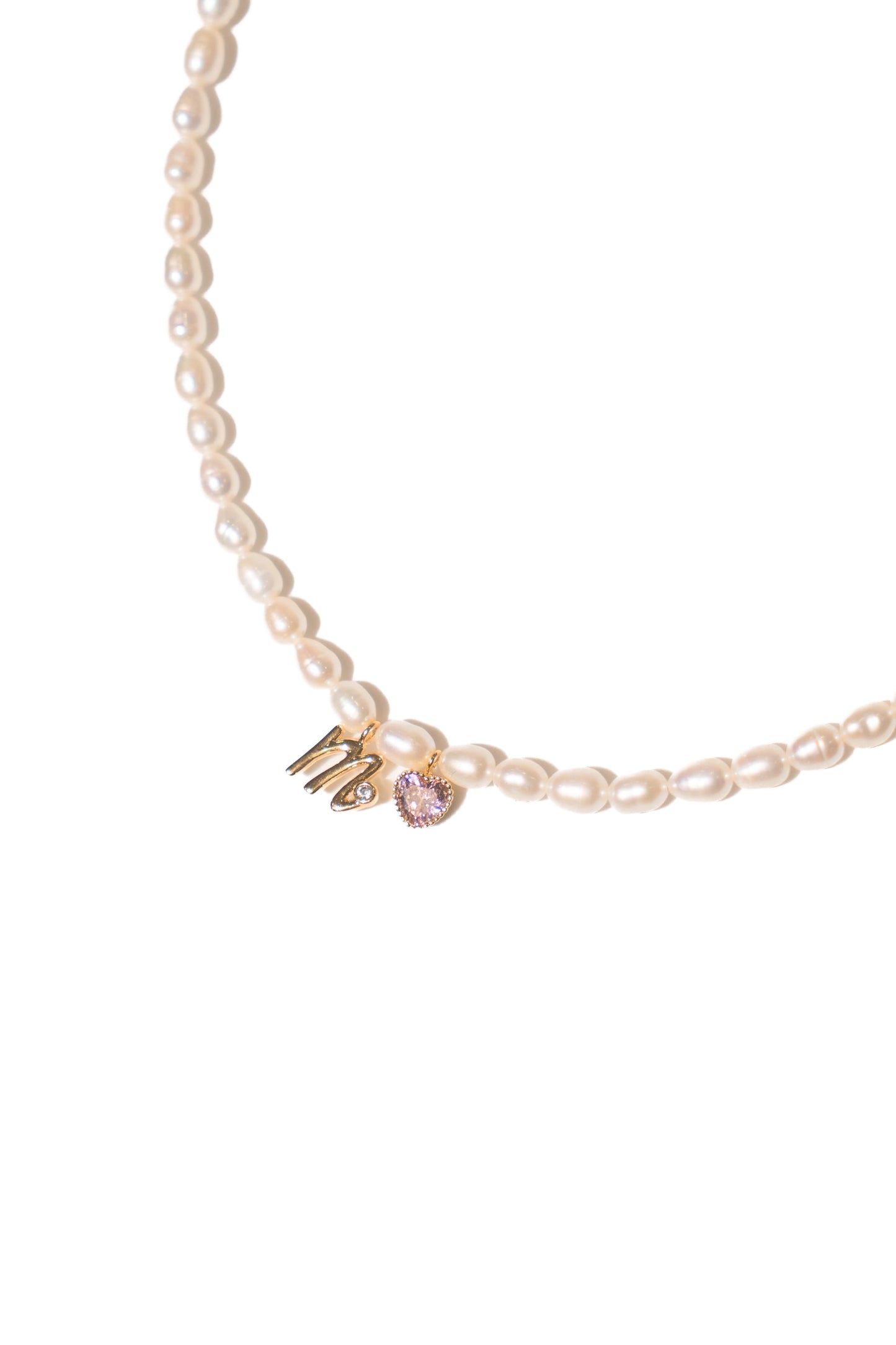 Mini Pearl Initial Necklace in Gold