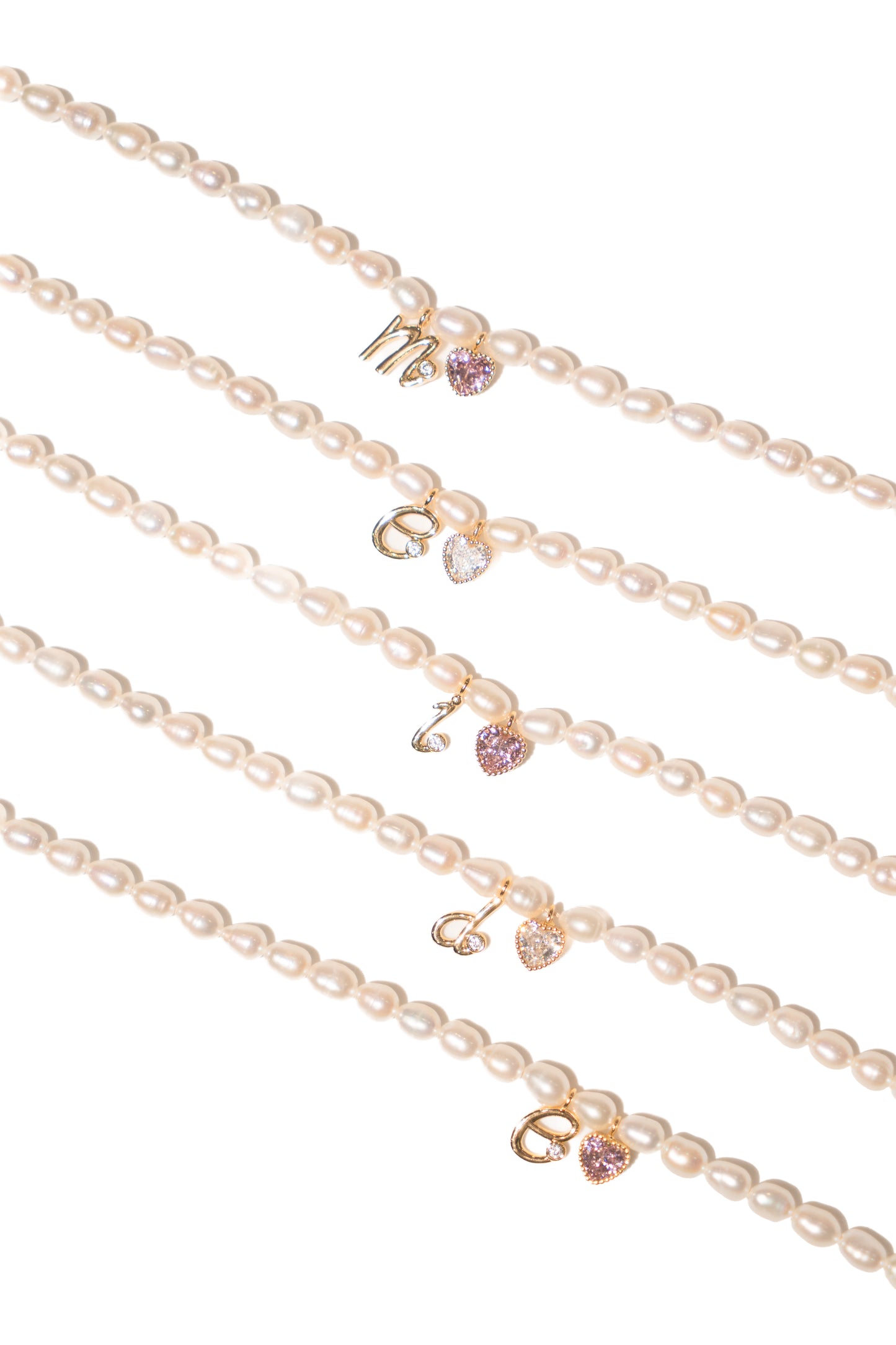 Mini Pearl Initial Necklace in Gold
