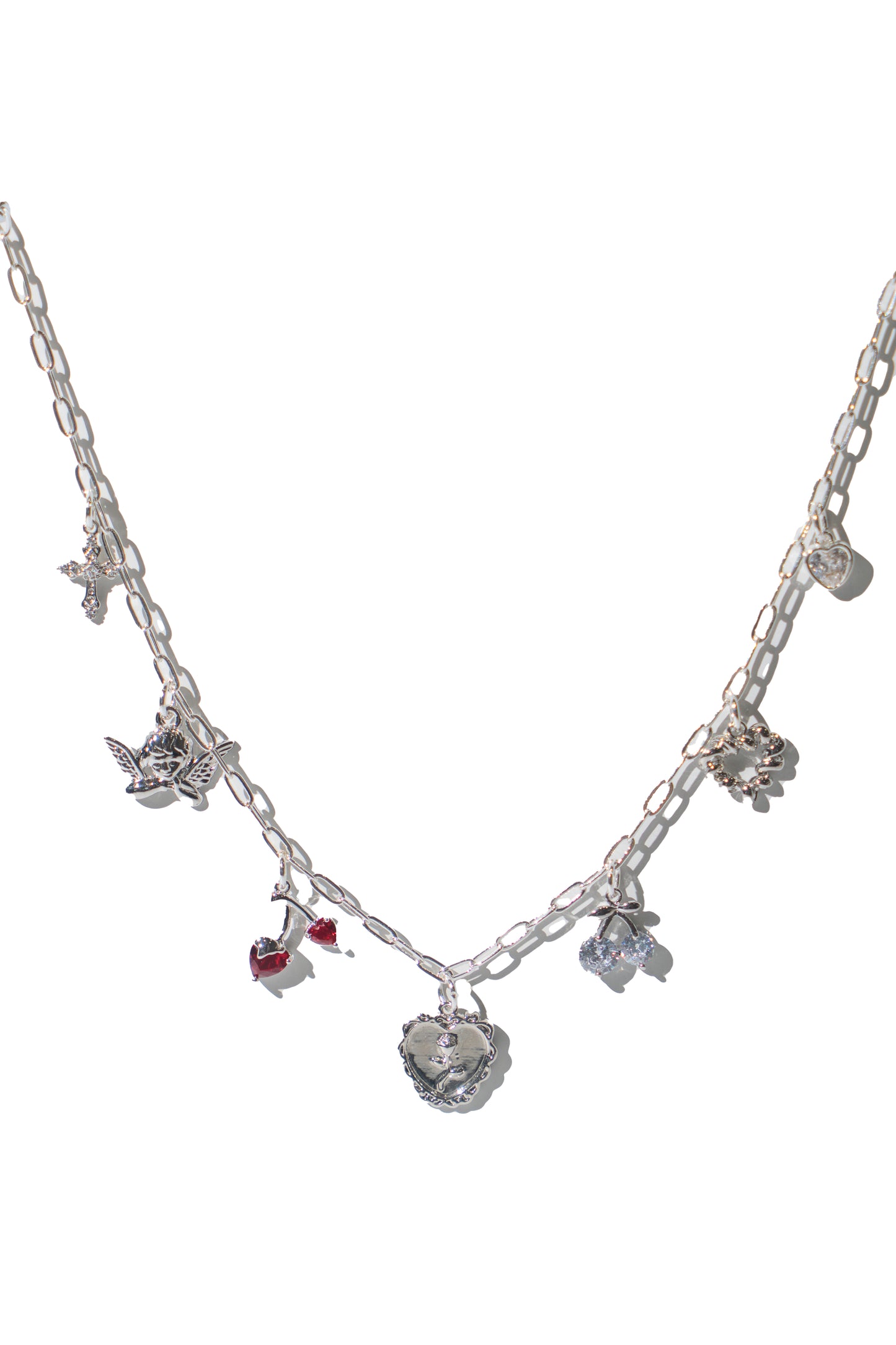 Coquette Charm Necklace in Silver