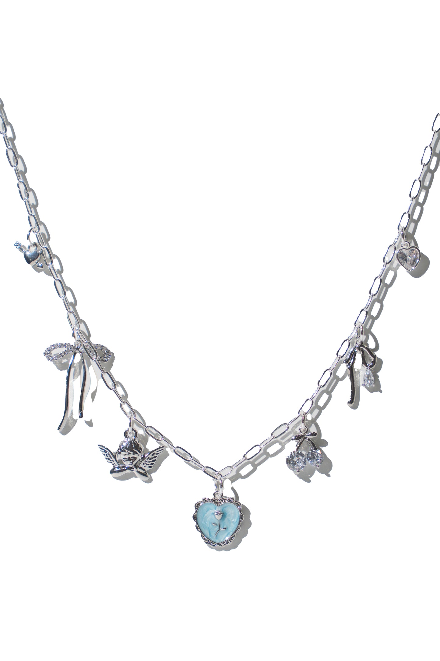 Coquette Charm Necklace in Silver