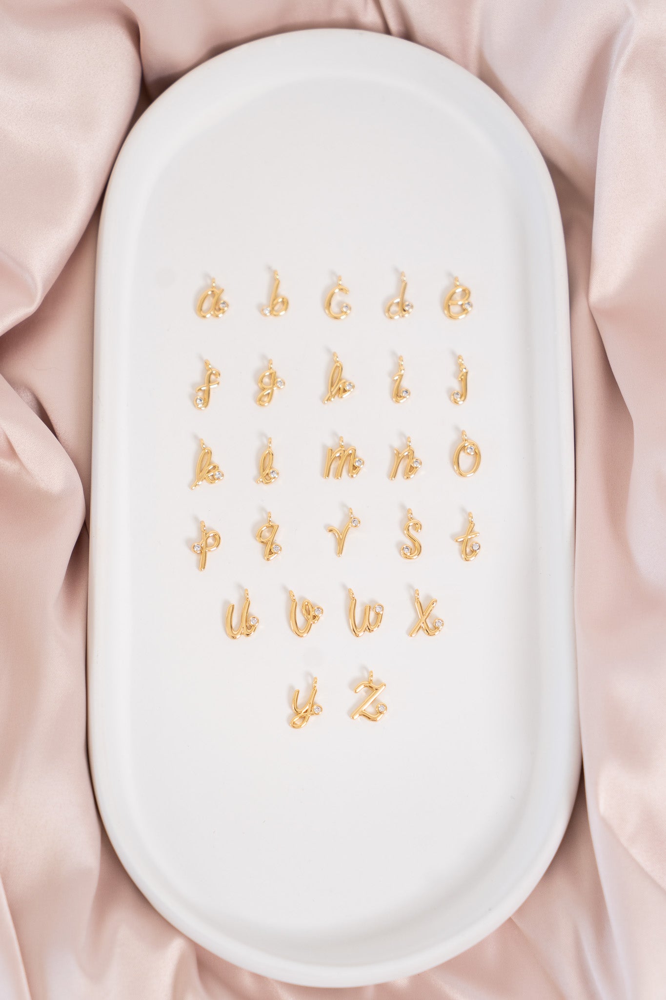 Mini Pearl Initial Necklace in Gold