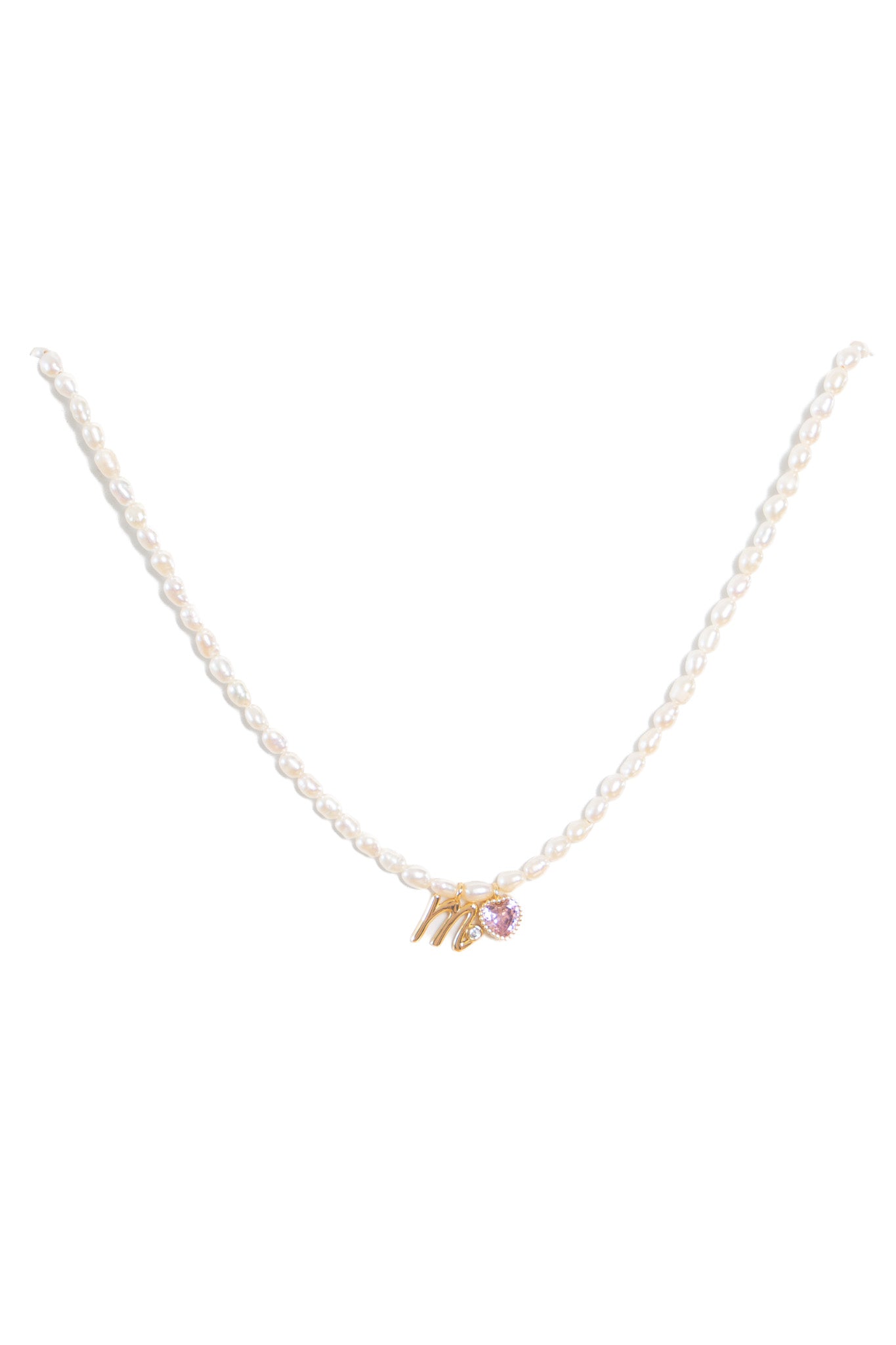 Mini Pearl Initial Necklace in Gold
