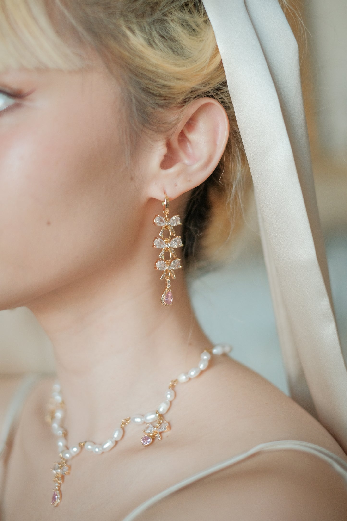 Evangeline Triple Bow Earrings