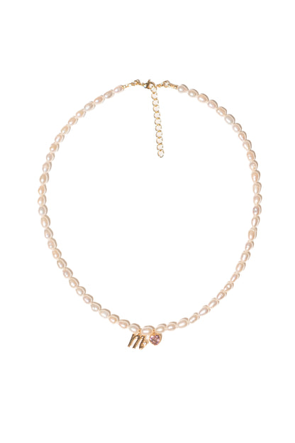Mini Pearl Initial Necklace in Gold